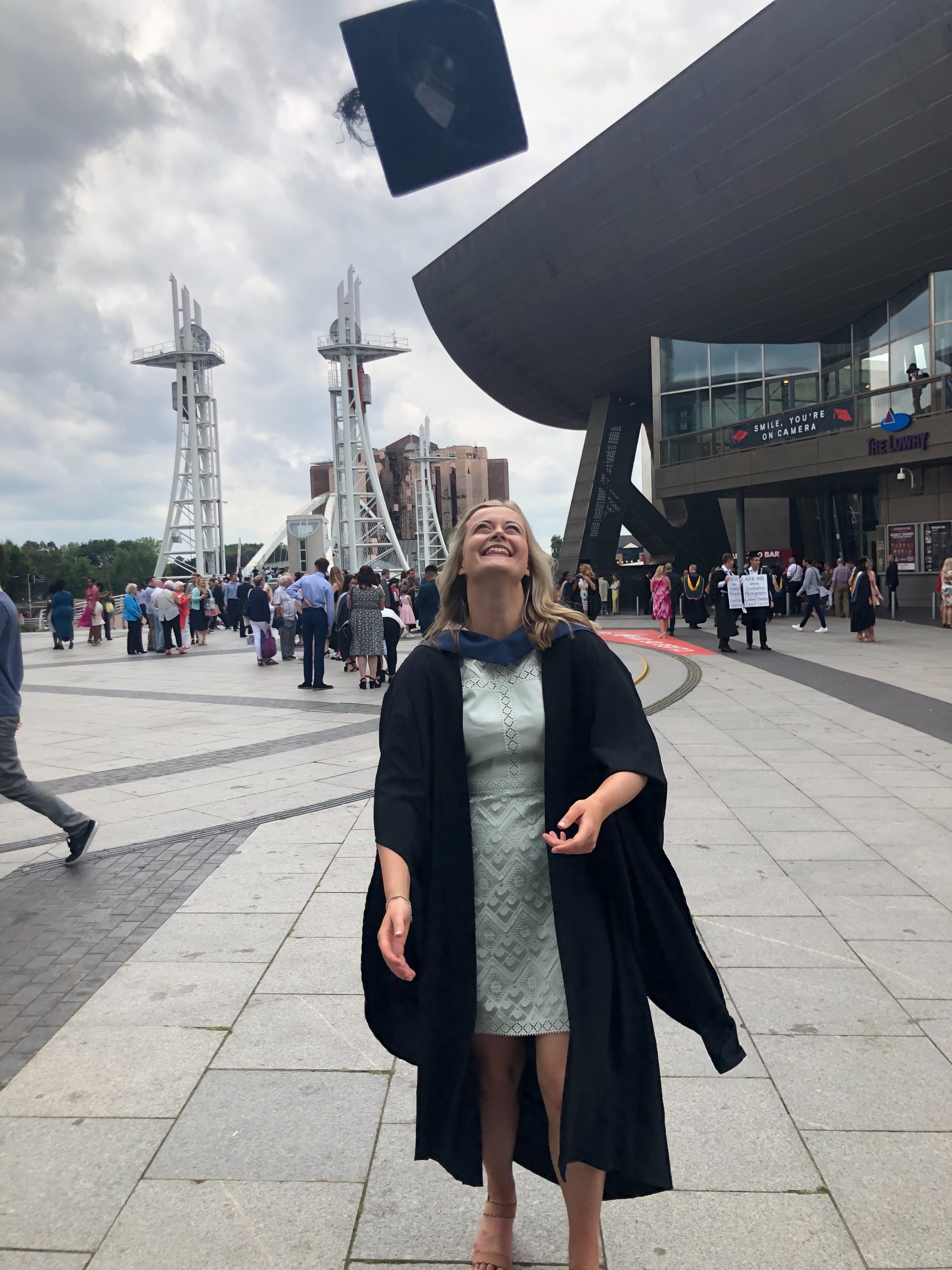 Hannah Russell MBE at her graduation at The Lowry Theatre, Salford Quays