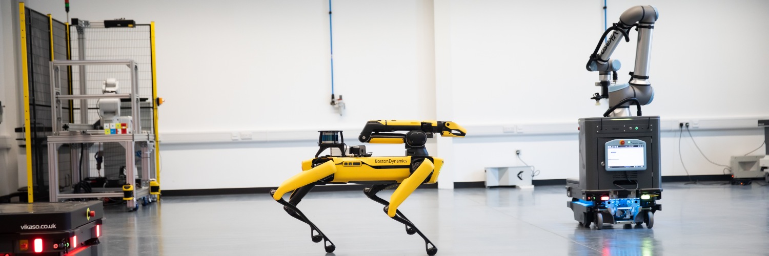 Boston Dynamics dog robot in the North of England Robotics Innovation Centre (NERIC), University of Salford