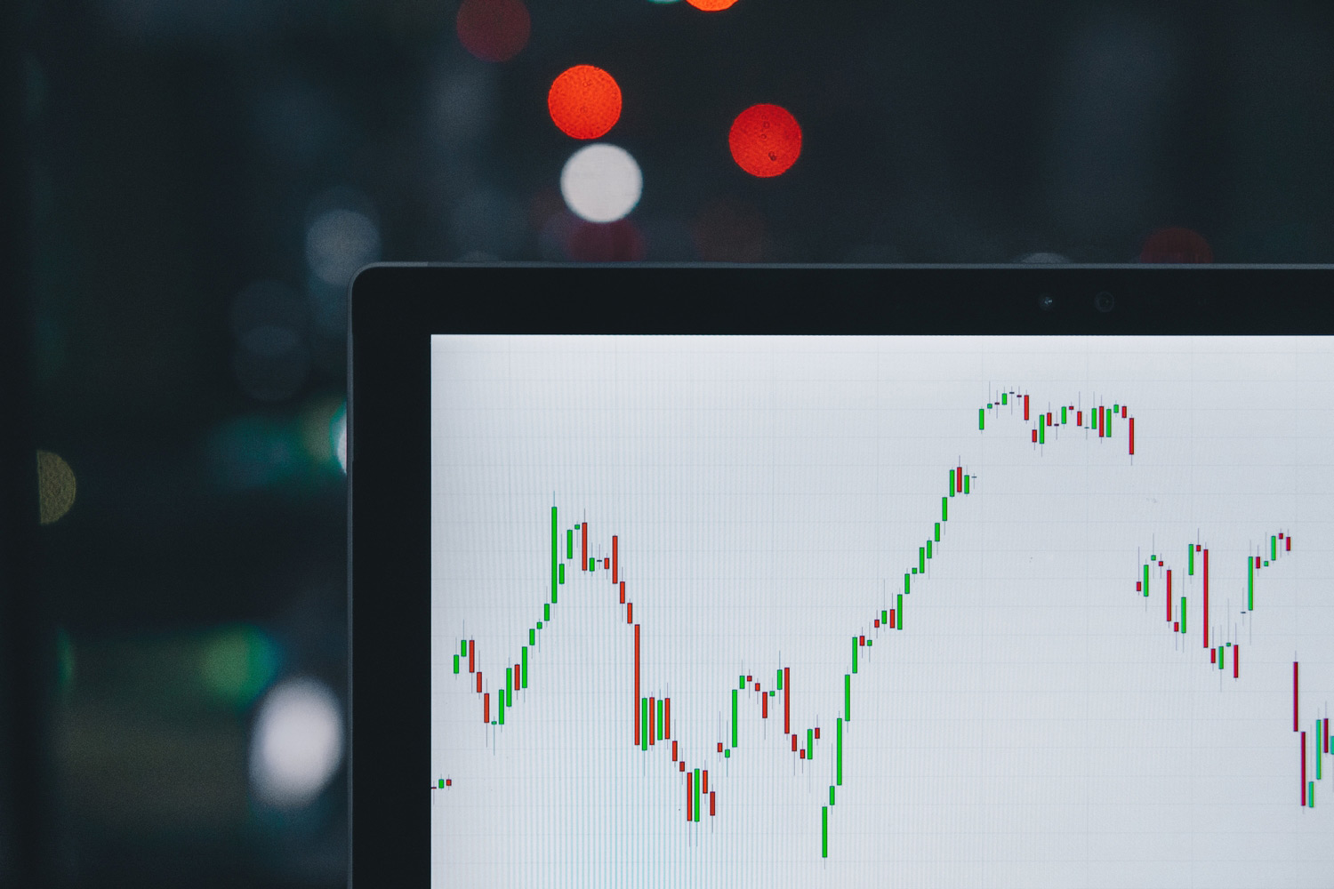 Laptop screen displaying finance chart