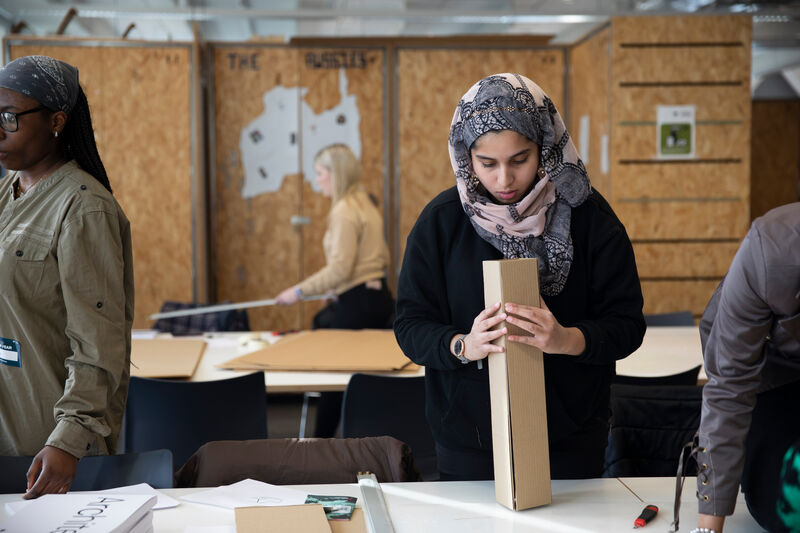 Architecture student in studio