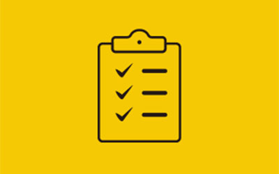 Clipboard icon on a yellow background