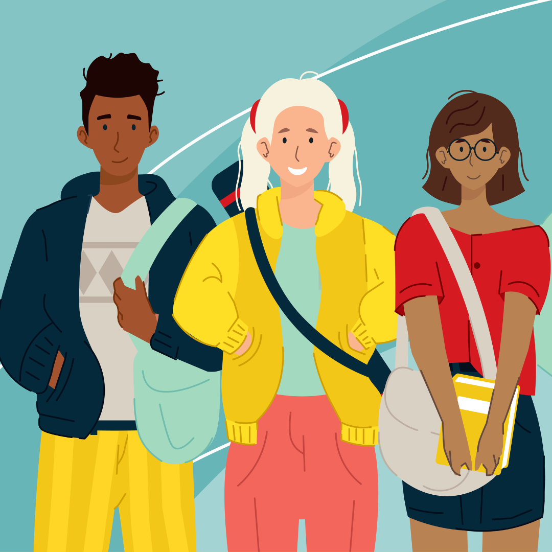 Illustration representing a diverse group of students