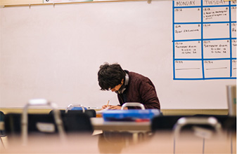 A student studying