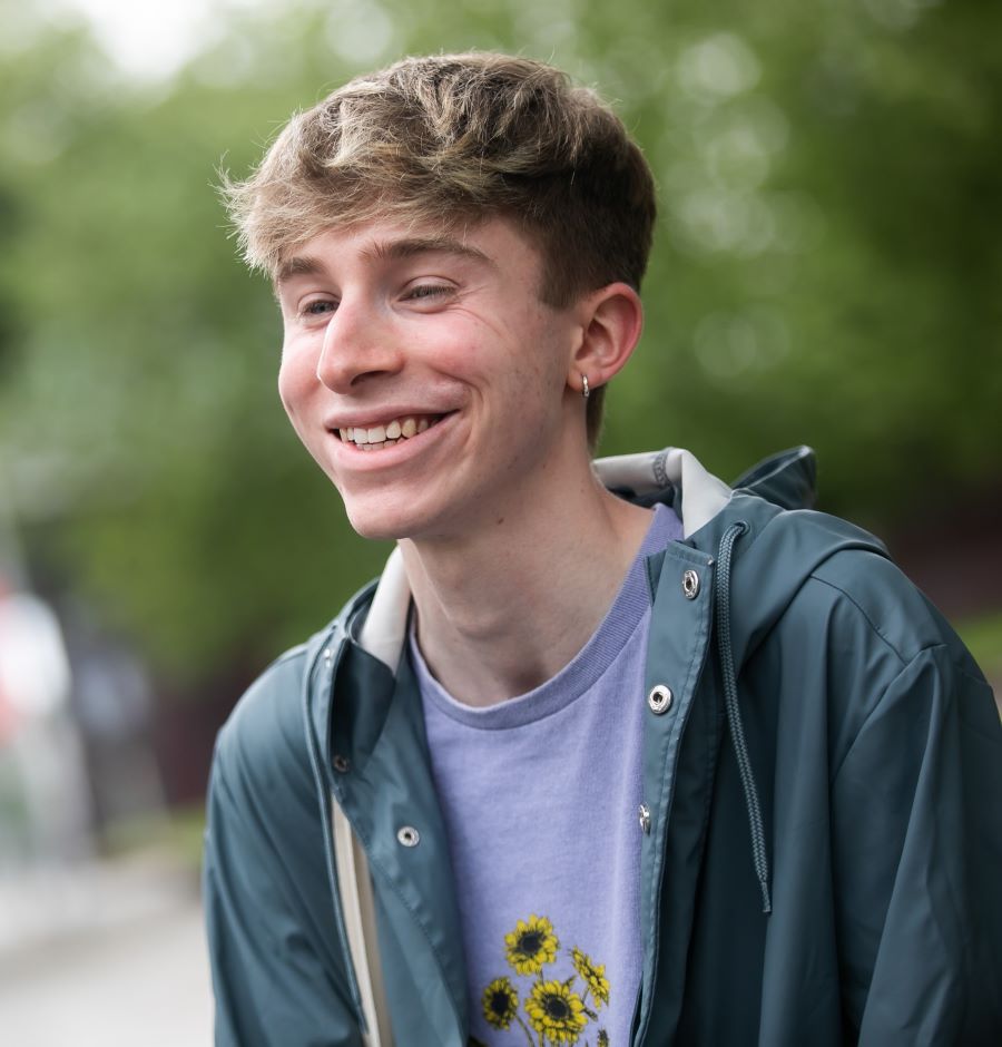 Max, a student content creator at Salford