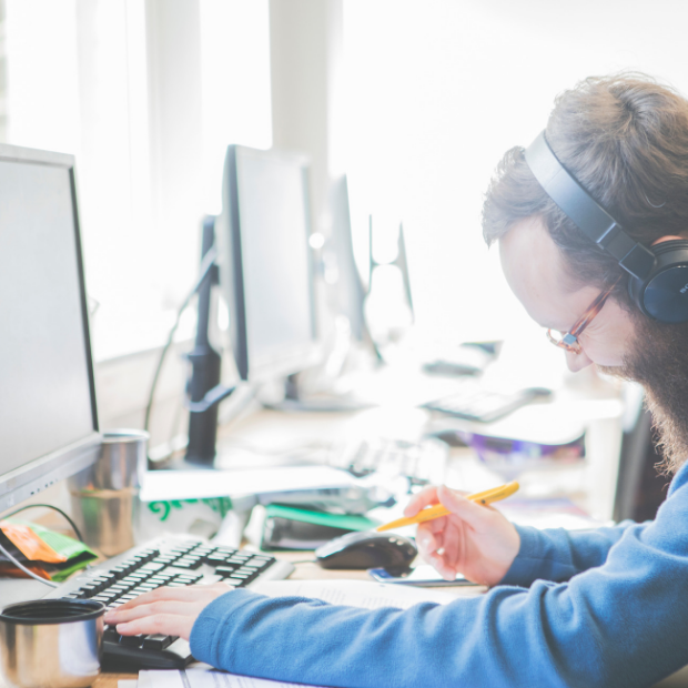 Computing student studying