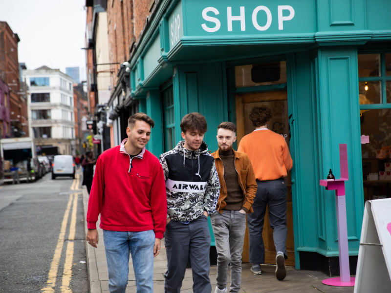 Students walking around Manchester's Northern Quarter