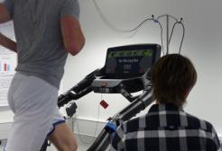 Running on a treadmill testing lactate threshold
