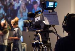Camera operator in a TV studio