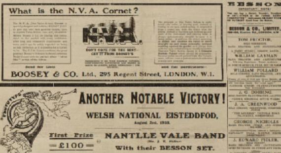 The cover of an early copy of the Brass Band News newspaper 