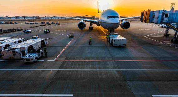 Plane waiting to take off at the airport